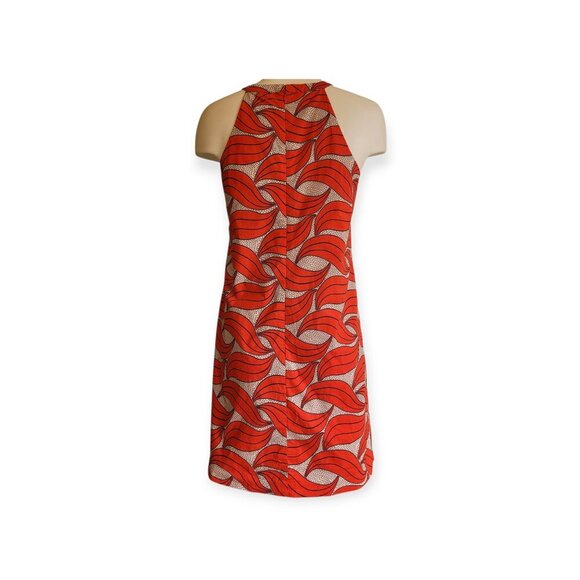 Ann Taylor sleeveless red cream retro wave halterneck mod dress size 2 EUC - Picture 7 of 14